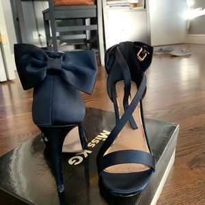 Miss KG navy blue stilettos with bow detail